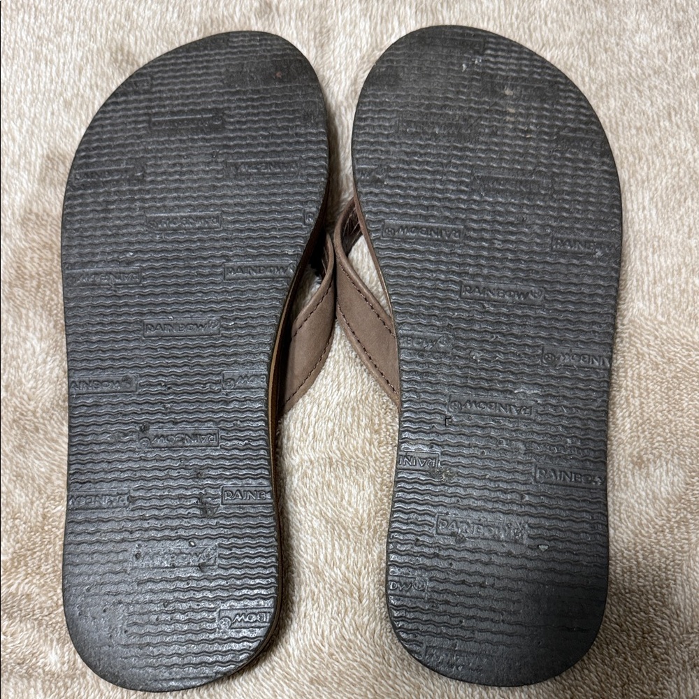 Rainbow Brown Leather Flip-Flop Sandals Read Description - Picture 2 of 4